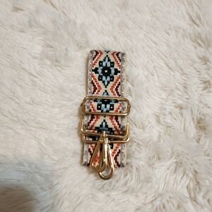 Adjustable Boho Patterned Bag Strap with Gold Hardware